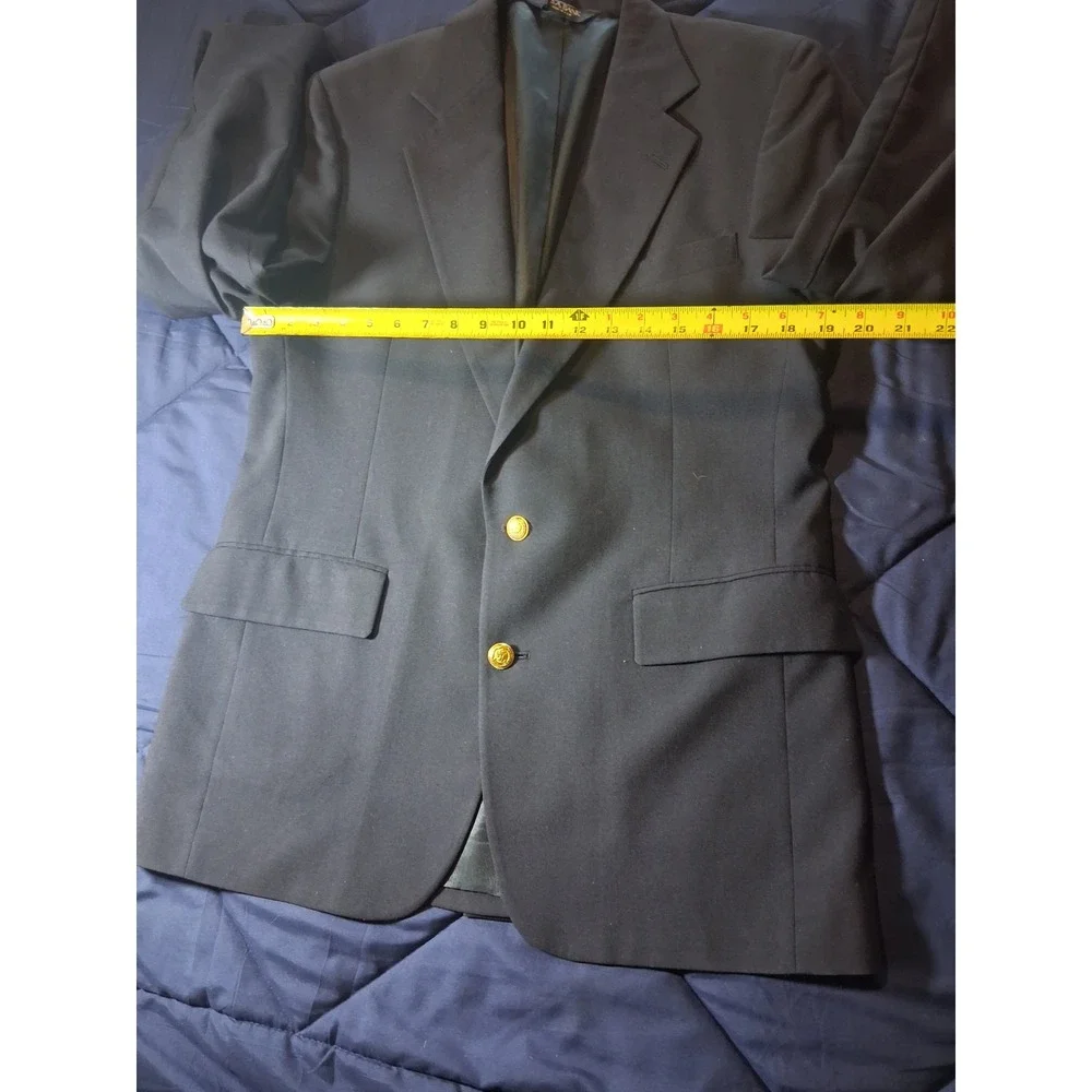 Jos. A. Bank Mens Navy Blue Wool Blazer Gold Crest Buttons Sport Coat